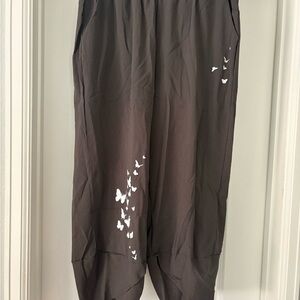 SHEIN Brown Harem Pants with White Butterfly Print